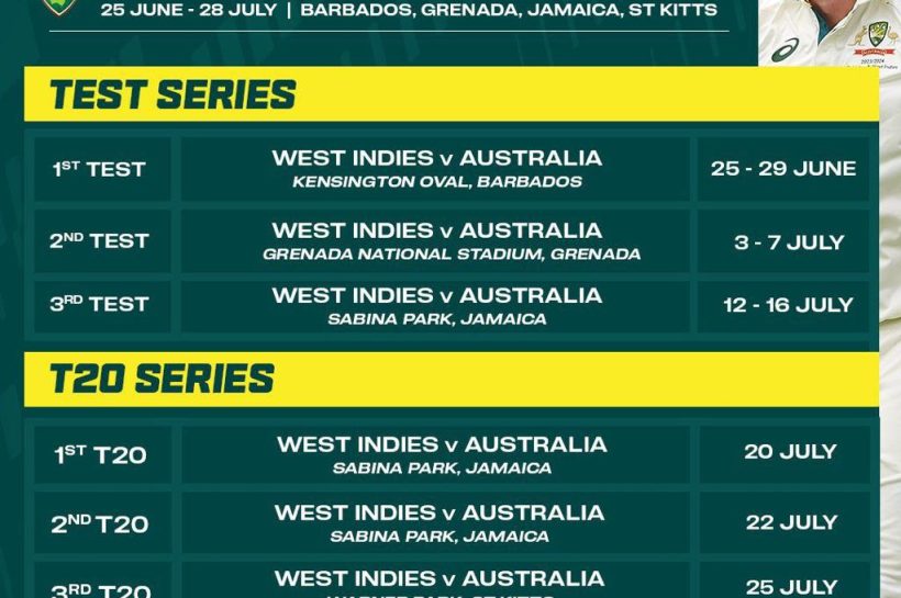 West Indies Announces Australia Tour Itinerary: Three-Test Series & Five T20Is Scheduled